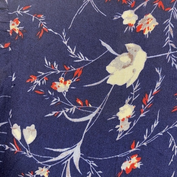 Revolve Ditsy Navy Floral Wrap Dress Feminine Summer by Blue Life Made in Ca - Picture 7 of 14